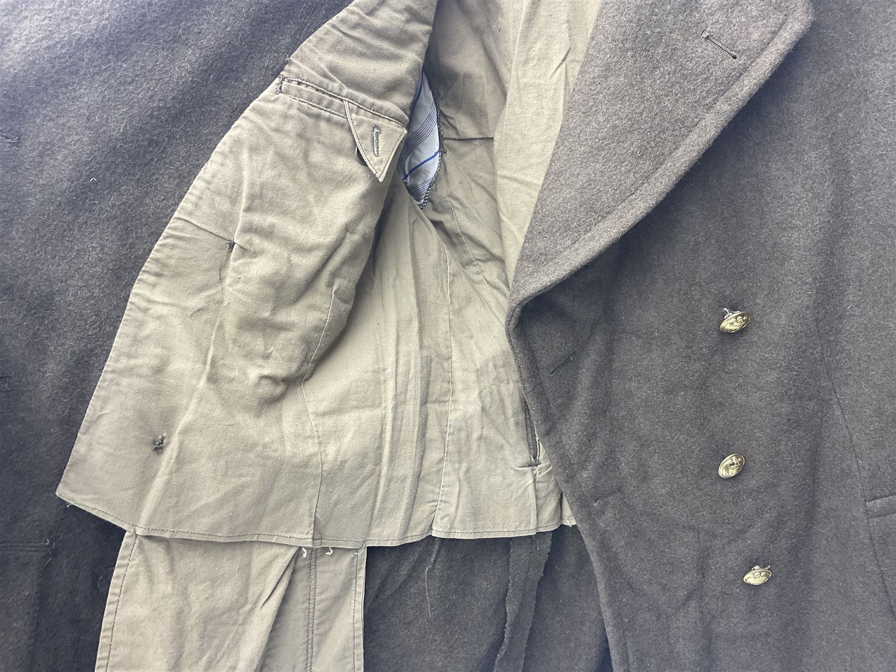 French Gendarmerie greatcoat, bears label for 'Maitre-Tailleur F.M. Barronnier 52 Chaumont 13 Rue Ferrer'; and French greatcoat (Indochine Period Vietnam 1947/1953)