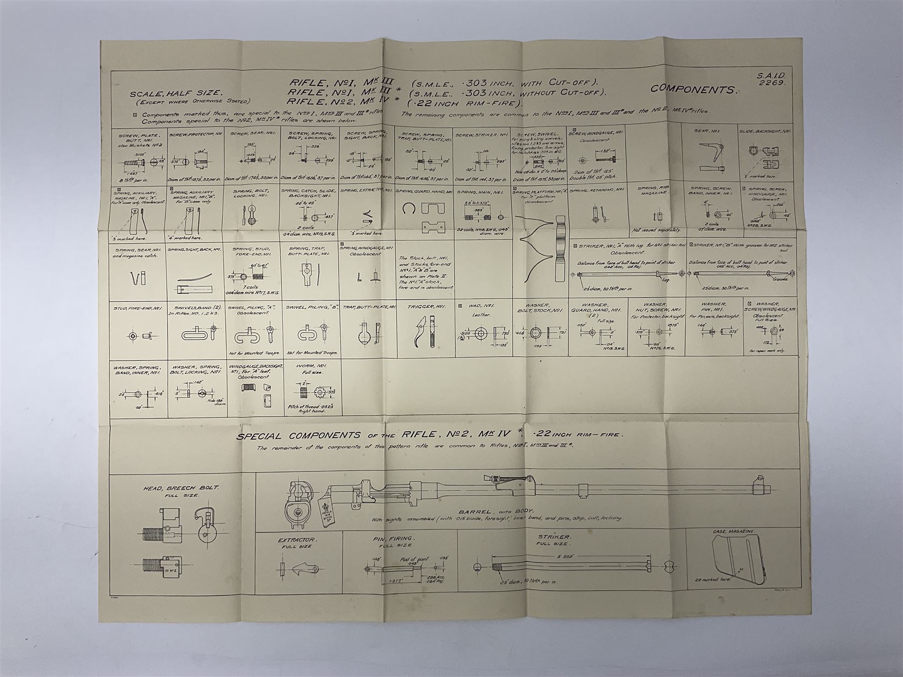 Instructions For Armourers - 1931 folder of nineteen folding plans for various weapons and military bicycles