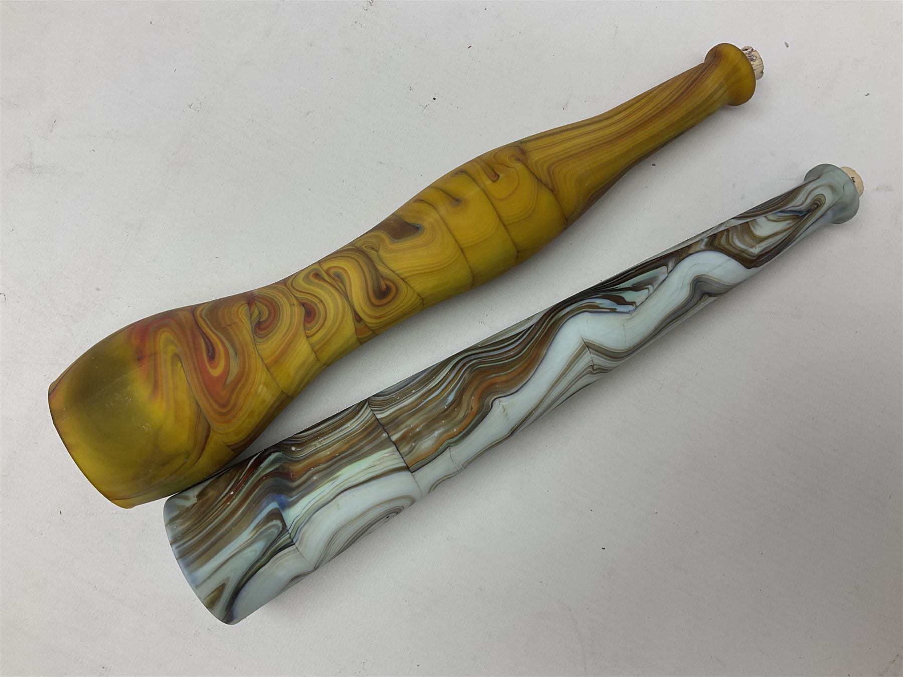 Bjorn Ramel Sea of Sweden Glasbruk art glass footed candle holder, together with a Murano fish, various other art glass vases, stylised green fish, etc, tallest H29cm