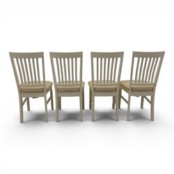 Contemporary Oak fold-over leaf dining table and four chairs, square top extending to a rectangular top 200cm, four white dining chairs with upholstered and padded seats