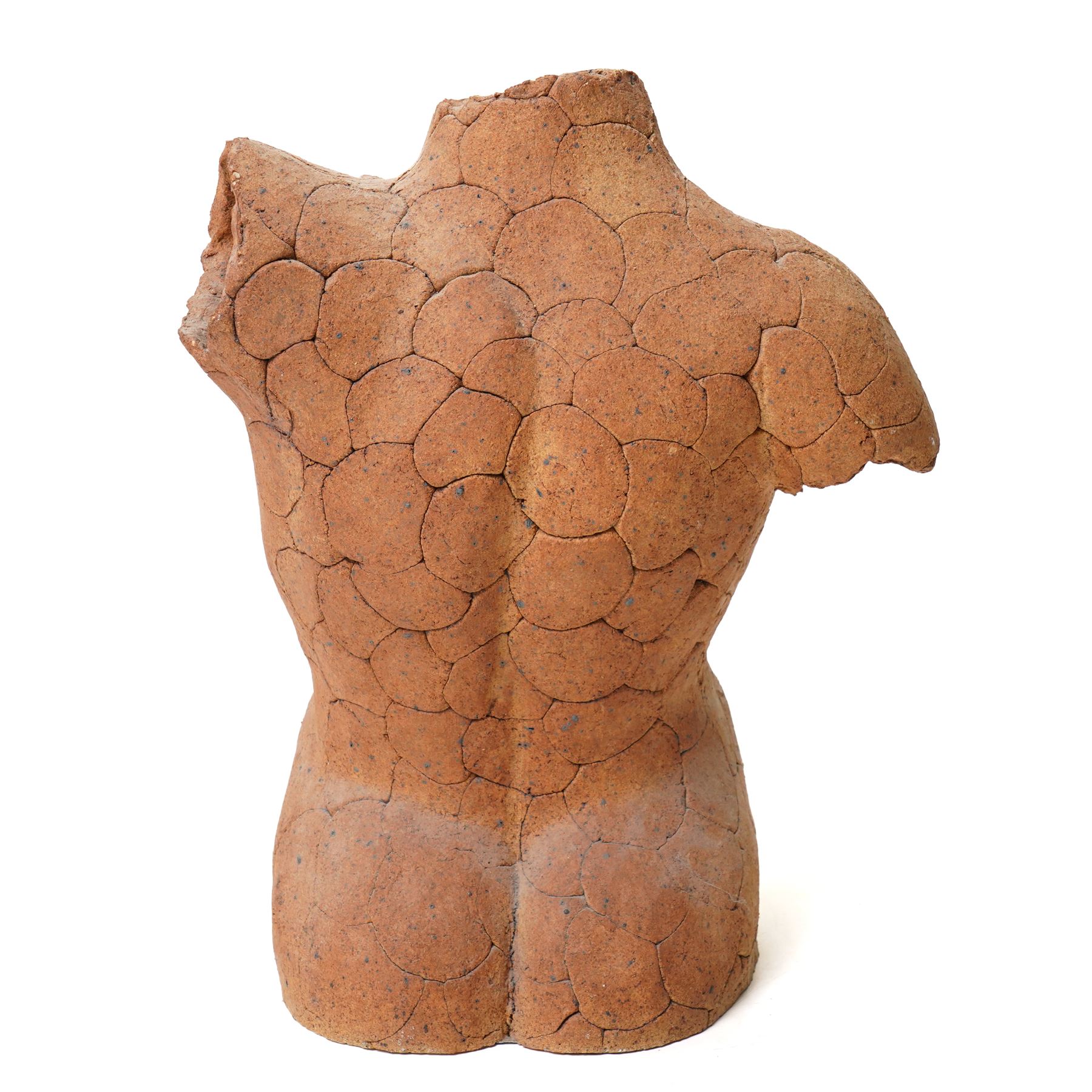 English School (Contemporary): Three Female Torsos, set of clay and sand hollow sculptures, approx H38cm (3)