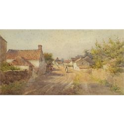 Arthur Netherwood (British 1864-1930): Village Street, watercolour signed and dated 1899, 19cm x 36cm