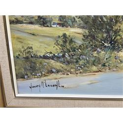 Henry McLaughlin (Australian 1937-): 'Road to Kilkenny in County Antrim', oil on canvas signed, titled verso 39cm x 54cm