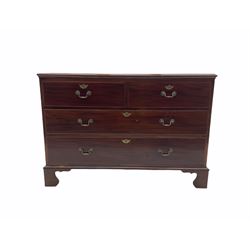 19th century mahogany chest, fitted with two short and two long drawers, on bracket feet