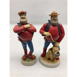 Eleven Robert Harrop figures from the Beano Dandy collection, comprising One Man & His Dawg BDS08, Picnic Desperate Dan BDS04, Fatty BD07, Desperate Dan BD03, Roger the Dodger BD20, Dennis the Menace BD01, Beryl the Peril BD05, Minnie the Minx BD04, Surfing BP03, two Spotty BD16, together with a Genuine Beano Ware lidded box (12)