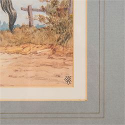 English School (Late 19th Century): Gentlemen and their Horses, set of three watercolours signed with monogram JHD?, 15cm x 24cm (3)