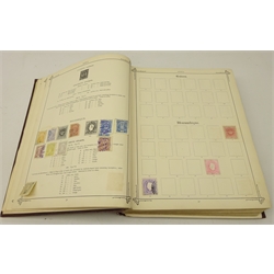  'The Imperial Postage Stamp Album', with embroidered outer cover, containing Queen Victoria and later World stamps including Mozambique, Congo State, Egypt, Transvaal, Argentine Republic, Brazil, British Guiana, Chili, Confederate States, Cuba, Honduras, Mexico etc  