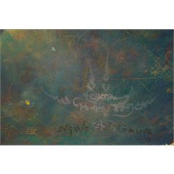 Ngwe Gaing (Burmese 1901-1967): Buddha, oil on board signed and dated '47, 60cm x 40cm
Notes: Painted in 1947, during a period of political unrest preceding Burma’s independence in January 1948. Ngwe Gaing was one of Burma’s leading 20th-century painters. He served as Court Painter to the descendants of the last Burmese king and played a key role in shaping modern Burmese art through both his work and teaching.