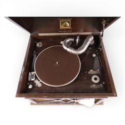 Masters Voice cased record player, together with a collection of records 