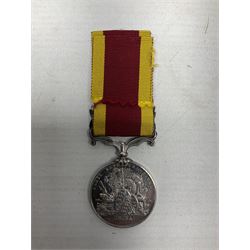 Victoria Second China War Medal, unnamed, with Taku Forts 1860 clasp and ribbon