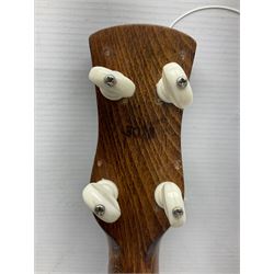 Trumelo BMI banjo ukulele no.3013 L58cm; in soft carrying case; and Kapok Brand guitar shaped ukulele L51cm (2)