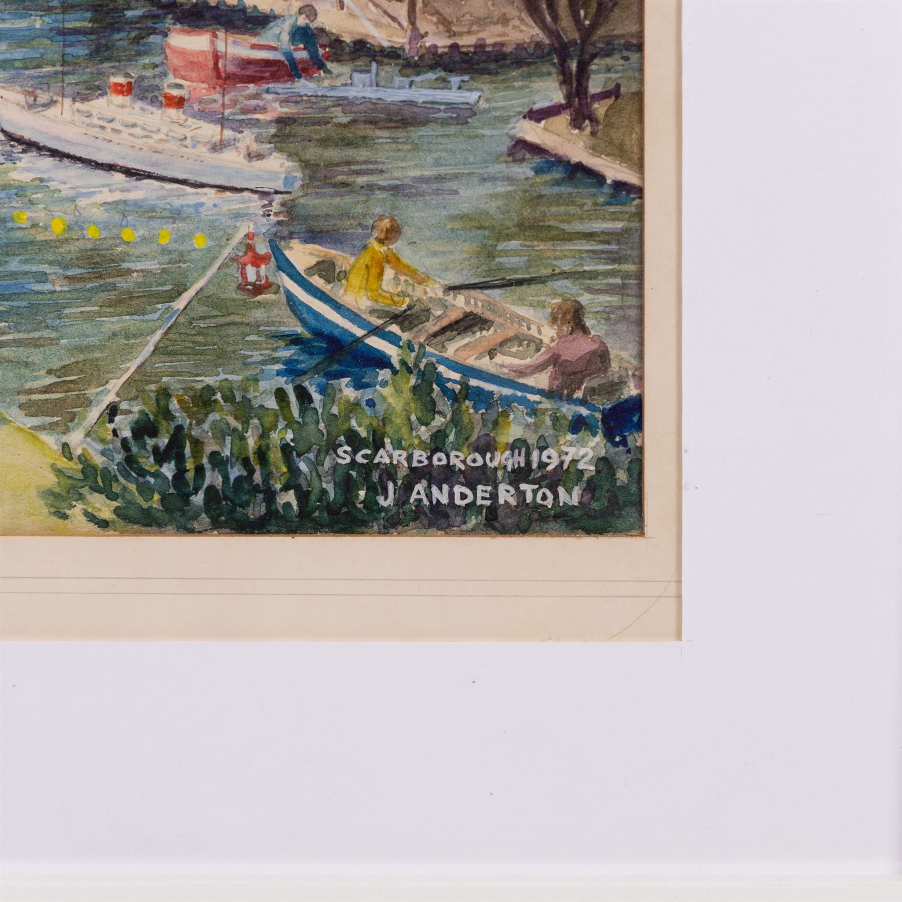 J Anderton (Northern British 20th Century): 'Peasholm Park - Scarborough' and the 'Scarborough' Boat Race, two watercolours signed, one dated 1972, max 24cm x 37cm (2)