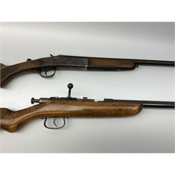Webley & Scott .410 bolt action single barrel shotgun, no visible number L115cm overall; and Spanish .410 single barrel shotgun with 74.5cm barrel, serial no.54664 L117cm overall (2) SHOTGUN CERTIFICATE REQUIRED
