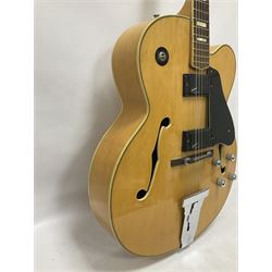 1980s Korean Antoria Jazzstar hollow body electric guitar, in blonde finish with inlaid fretboard, model no E G794, L109cm