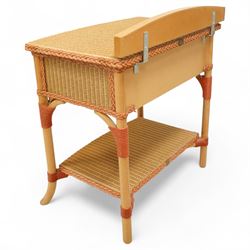 Lloyd Loom of Spalding - pair of mid 20th century bedside cabinets, each with raised gallery back, single drawer and undertier, woven paper weave construction on tubular supports