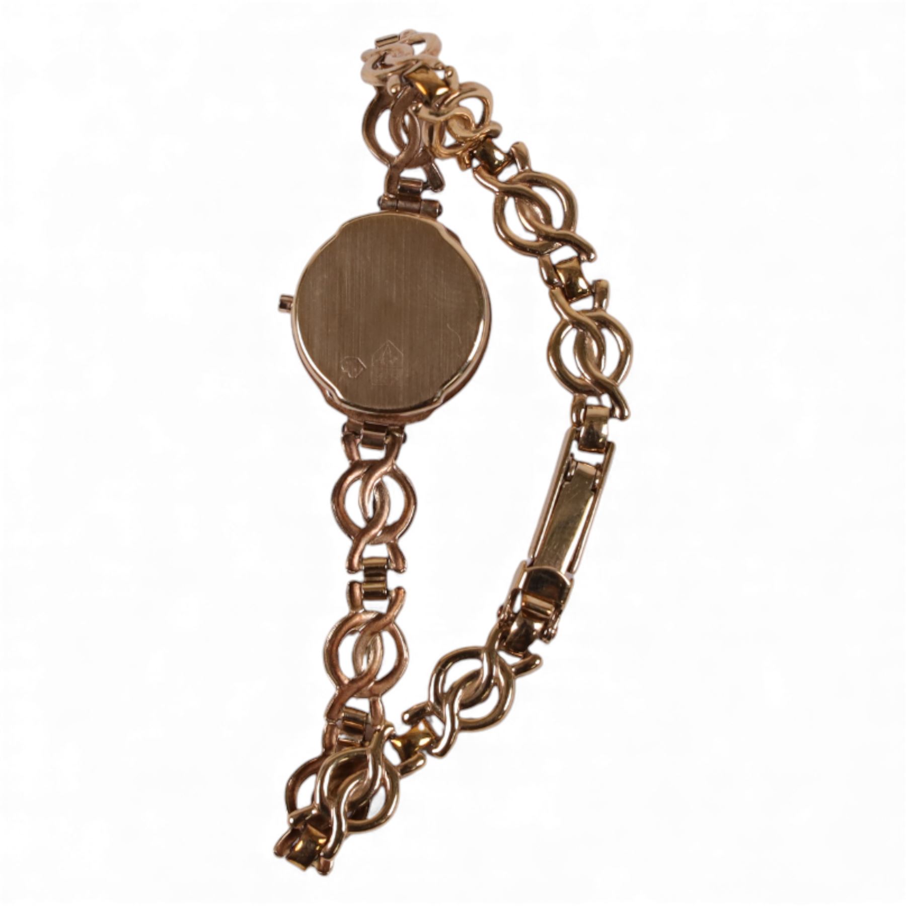 9ct gold ladies Accurist wristwatch, on 9ct gold strap, hallmarked