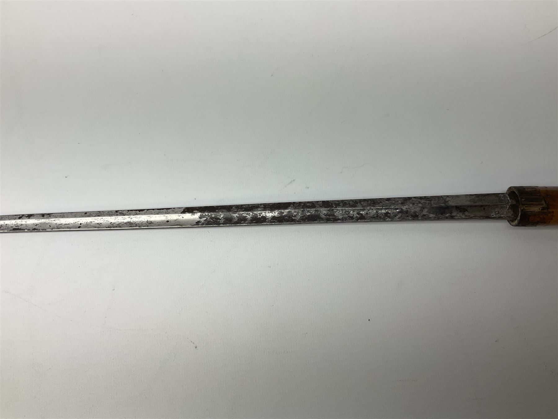 Late 19th/early 20th century sword stick/walking cane with 38cm fullered steel blade 85cm overall