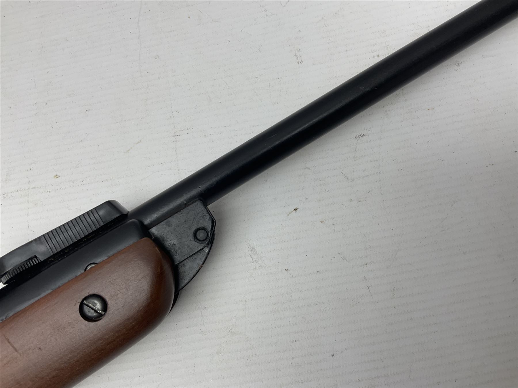 BSA Meteor .22 cal. air rifle with break-barrel action, serial no.TH80547, L106.5cm overall; in original box with accessories. NB: AGE RESTRICTIONS APPLY TO THE PURCHASE OF AIR WEAPONS.