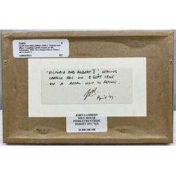 Geoff Hunt RMS (British 1948-): 'Victoria and Albert I Leaving Carrick Roads on 8th September 1845, on a Royal Visit to France', oil on board signed and dated '99, titled verso 9cm x 14.5cm