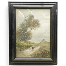 William Ashton (British 1853-1927): Horses and Rider on a Country Lane, oil on board signed 50cm x 36cm