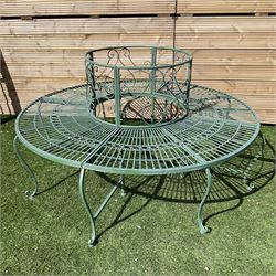 Regency design full tree bench, the scrolled back over strap seat with circular decoration, on cabriole front supports - THIS LOT IS TO BE COLLECTED BY APPOINTMENT FROM DUGGLEBY STORAGE, GREAT HILL, EASTFIELD, SCARBOROUGH, YO11 3TX