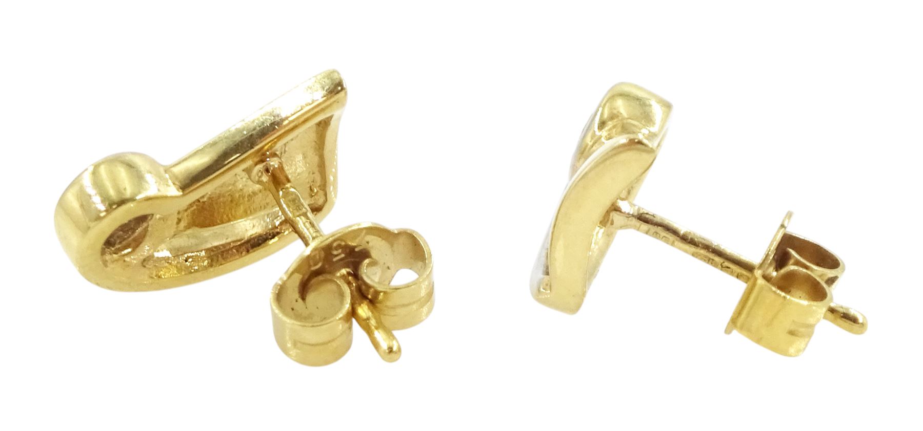 Pair of 18ct white and yellow gold round brilliant cut diamond stud earrings, Sheffield 2016, total diamond weight approx 0.20 carat