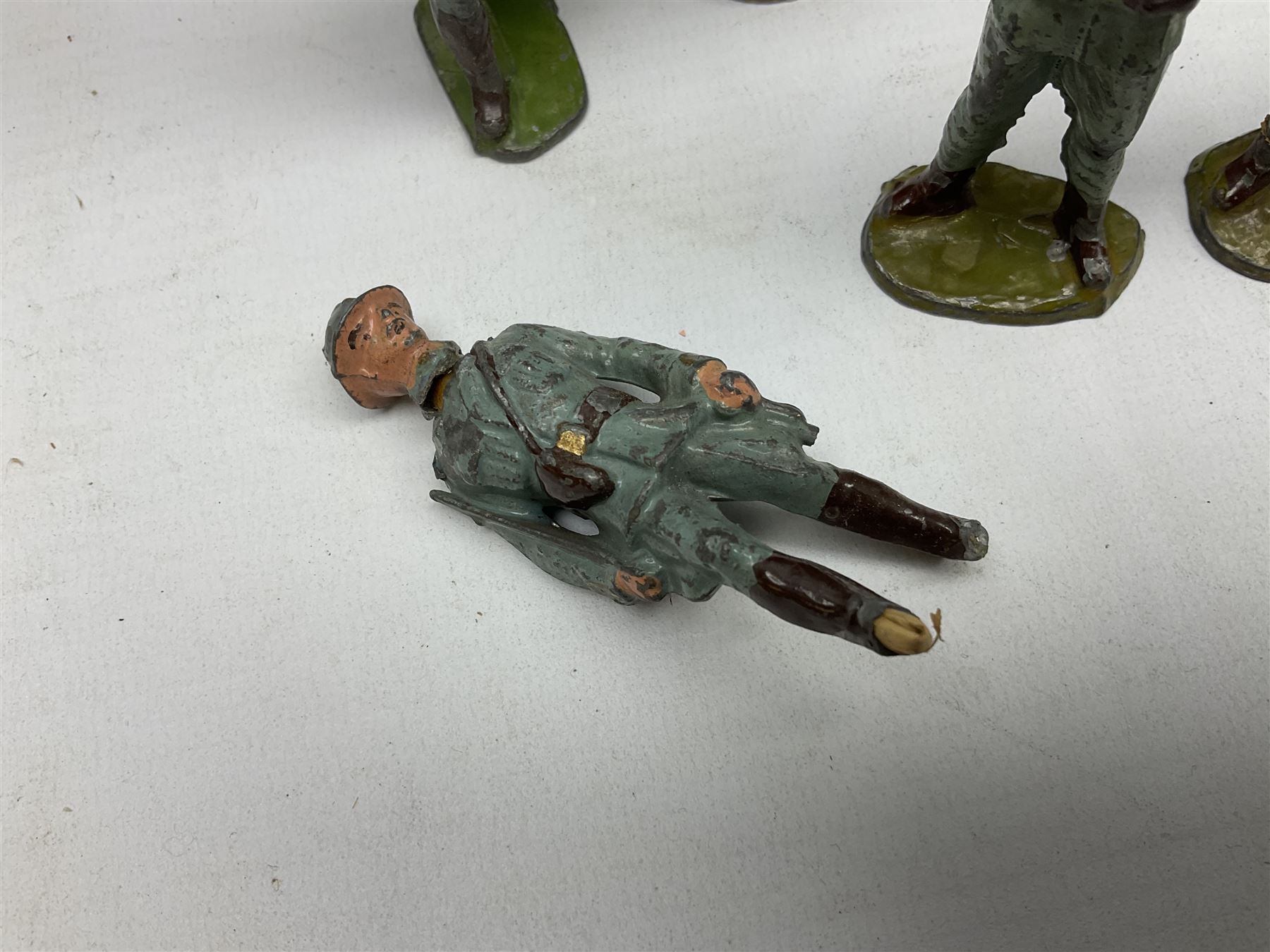 Ten various composition figures of French soldiers, possibly by Elastolin, H9cm; and eight lead figures of French soldiers; together with five modern metal figures of soldiers (23)