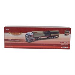 Two Corgi Hauliers of Renown 1:50 scale diecast model lorries, comprising CC14025 Volvo FH Flat Bed & Load RJ & I Monkhouse Ltd and CC13734 Scania R Houghton Parkhouse 'The Professional' Livestock Transporter, both boxed