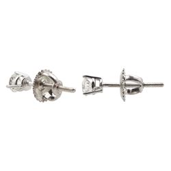 Pair of 18ct white gold round brilliant cut diamond screw back stud earrings, stamped 18K, total diamond weight 0.34 carat, with Gemex Report