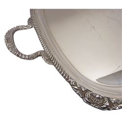 Large silver twin handled rectangular tray by Roberts & Belk, Sheffield 1966, approx 86.4oz