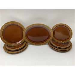 Hornsea Heirloom pattern coffee service for six, comprising of coffee pot, covered sucrier, milk jug, hot water jug, dessert plates, side plates, dinner plates, jug, salt and pepper shakers and serving platter 