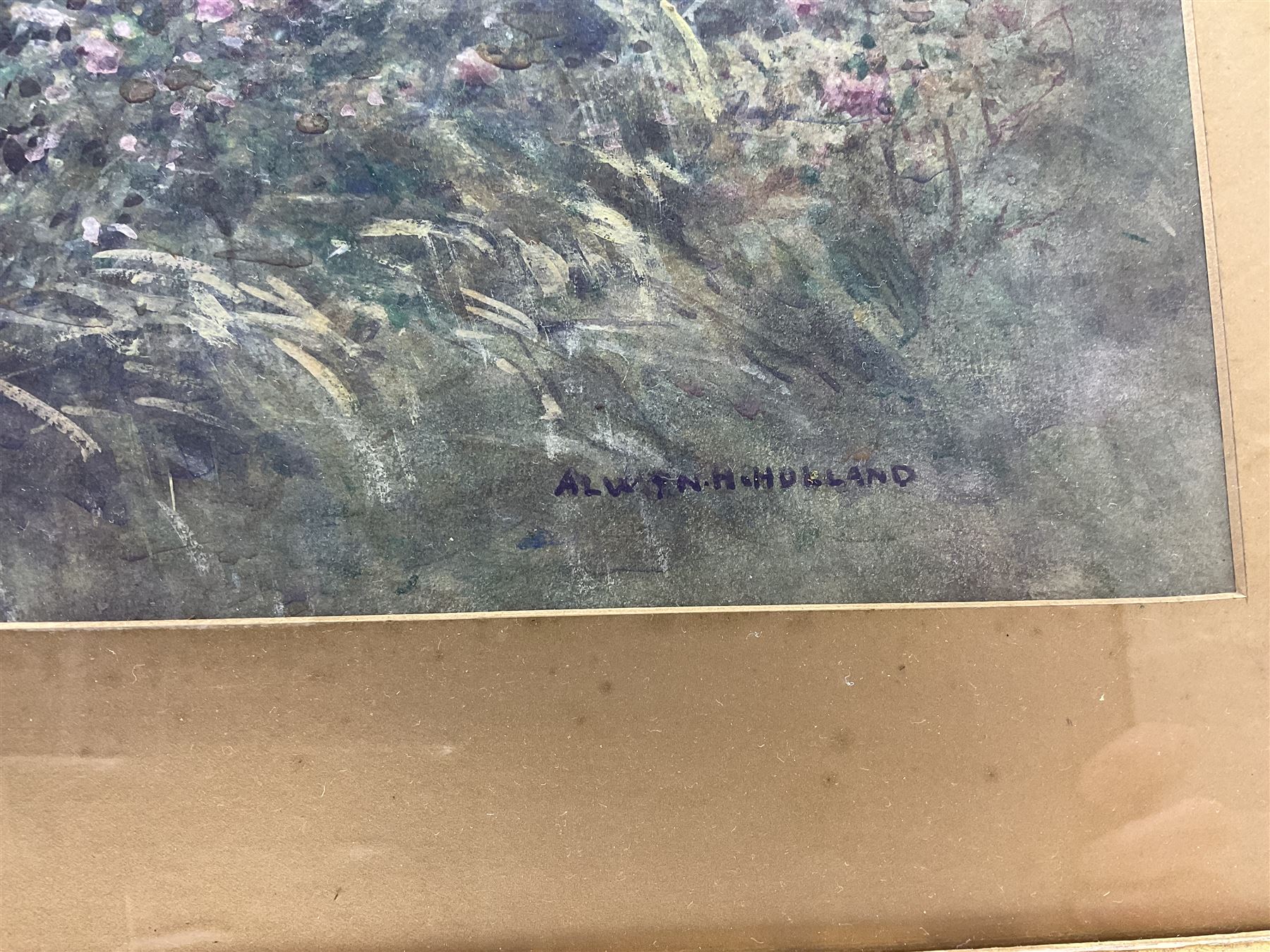 Alwyn Henry Holland (British 1861-1935): Young Woman in a Cottage Garden, watercolour heightened in white signed 47cm x 62cm 
Notes: Holland born in Sheffield, son of a Grocer, managed the family business and was a member and secretary of the Sheffield Society of Artists.