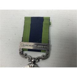 George V India General Service Medal with Waziristan 1921-24 clasp awarded to 2942 Sep. Mohd. Khan 1-12 F.F.R.; with ribbon