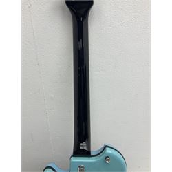 Italia Mondial electric guitar in blue with independent pick-ups, serial no.150066 L100cm; in original Italia carrying case 