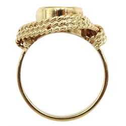 Gold oval opal doublet ring with rope twist design gallery, stamped 9ct