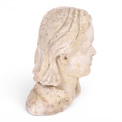 Modern plaster bust, modelled as a woman, H32cm 