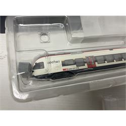 Bachmann Liliput 'N' gauge - two Regionaltriebwagen FLIRT four-car trains for Eurobahn and Seehas; both boxed (2)