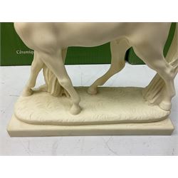 Five Beswick and Royal Doulton horse figures in matt white on black plinths, comprising of  Spirit of Affection no. 2689/2536, Springtime no.2837, Spirit of peace no.2916, Spirit of earth no.2914 and Spirit of the wild no. 183, together with a composite figure of a horse (6)