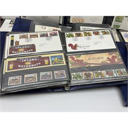 Mostly Great British first day covers, some with special postmarks, from the 1960s to the early 2000s and a small number of Queen Elizabeth II usable postage stamps, housed in eleven ring binder folders