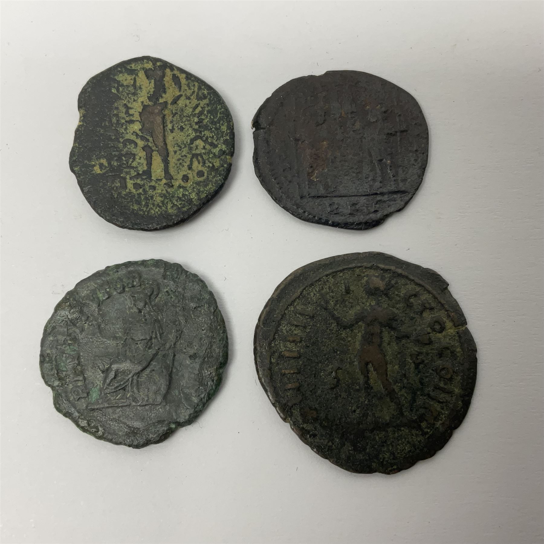 Ancient Roman Coinage, group of seventeen bronze and copper-alloy coins to include Maximianus and Galeria Valeria, along with an unidentified 76% silver round, overall weight 14g