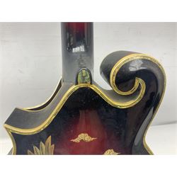 Eastern eight-string mandolin with red sunburst finish and mother-of-pearl inlay of eagles, clouds, trees etc L86cm; in fitted hard carrying case