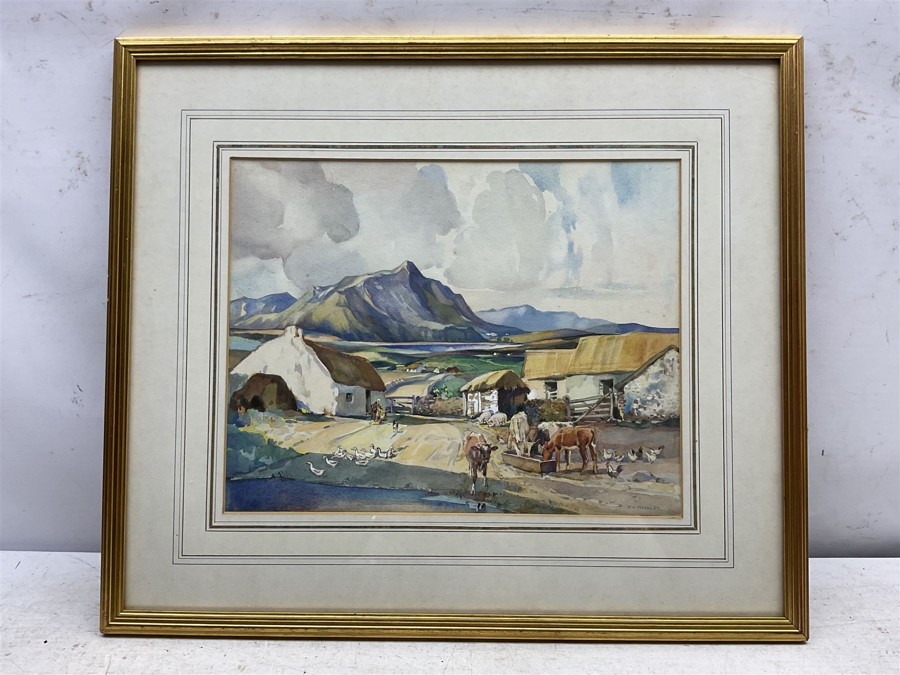 Frederick George Meekley (Carlisle 1896-1951): 'Scottish Scene' - Cattle in the Lane, watercolour signed 28cm x 35cm