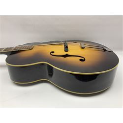 Clifford Essex Paragon De Luxe handmade acoustic guitar c1936 with tobacco sunburst finish and original machines; serial no.501 with original guarantee card L108.5cm; in original case