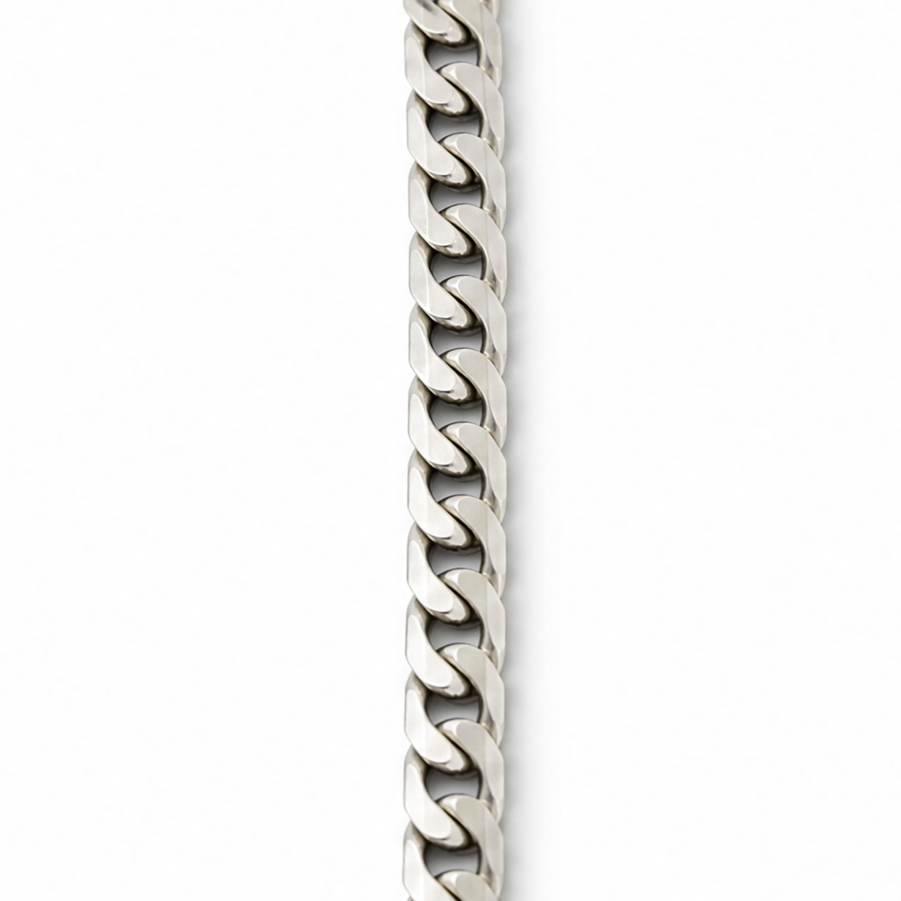 9ct white gold flattened curb link chain necklace, stamped 375