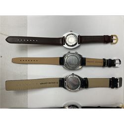 Two automatic wristwatches including Tara and Helbros and six manual wind wristwatches including Memostar alarm, Belmont alarm, Lanco, Tegrov, Superoma De Luxe and Services (8)