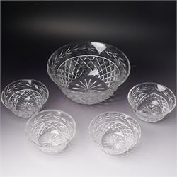 Waterford Crystal 'Glandore' pattern large bowl, boxed, and four smaller 'Glandore' patter...