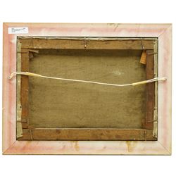 Owen Bowen (Staithes Group 1873-1967): Sheep Grazing in the Yorkshire Moors, oil on canvas signed and dated '06, 26cm x 37cm