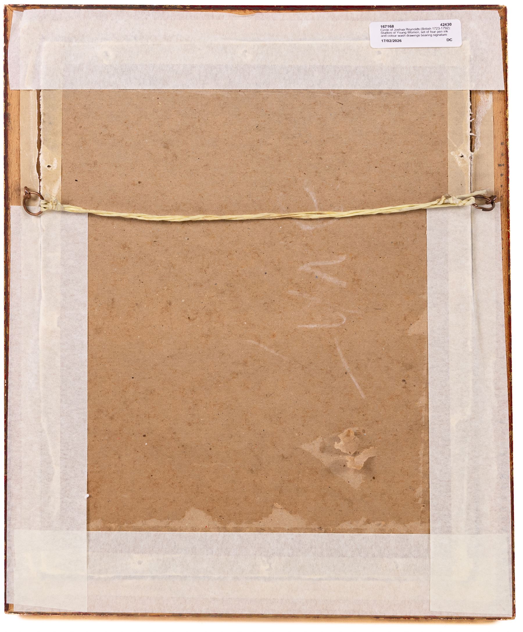 Follower of Joshua Reynolds (British 1723-1792): Studies of Young Women, set of four pen ink and colour wash drawings bearing signature and dated 1759, 20cm x 13cm - 15cm x 9cm (4)