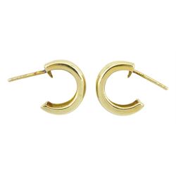 Pair of 9ct gold half hoop stud earrings, hallmarked