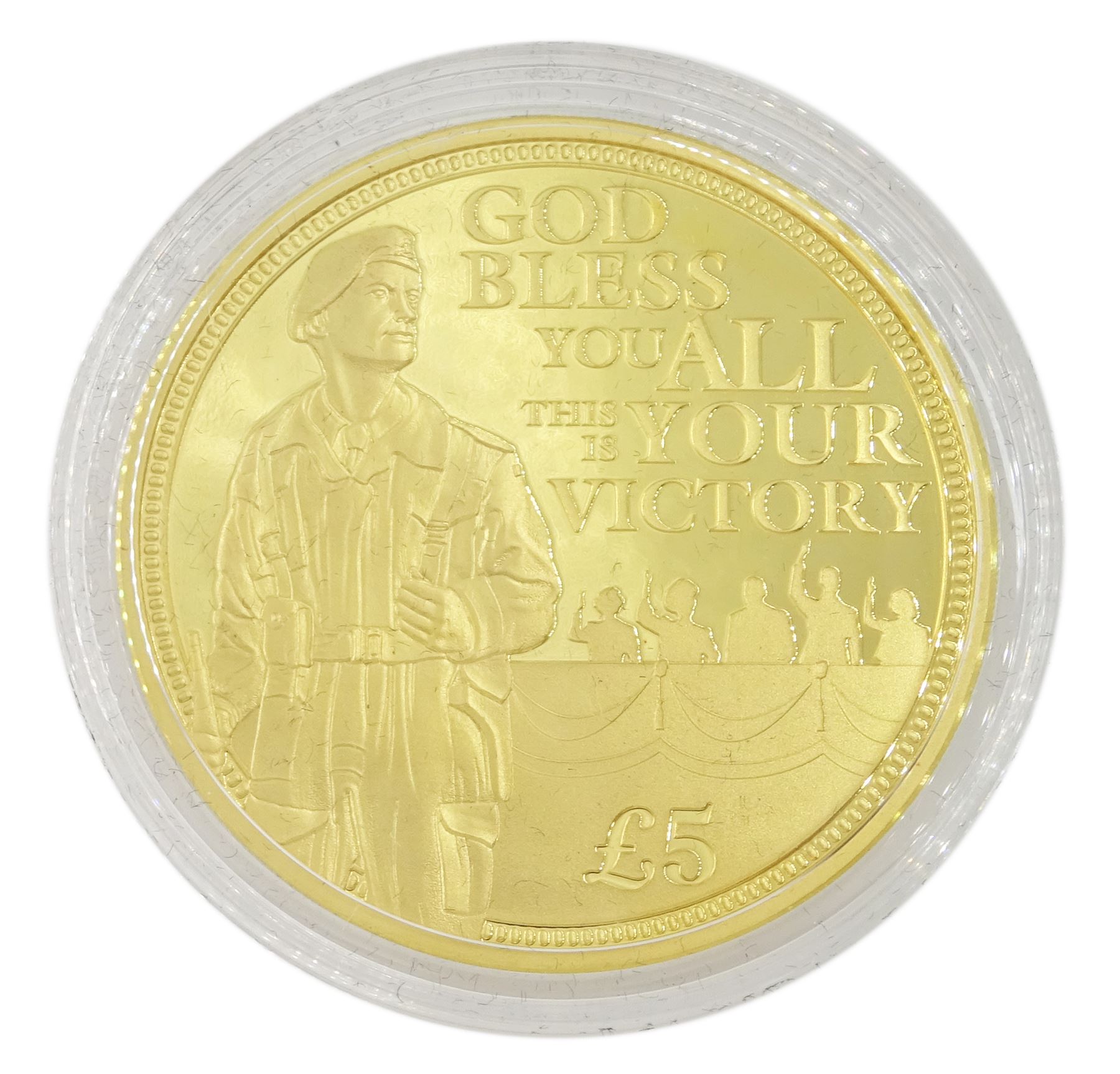 Queen Elizabeth II Guernsey 2020 '75th Anniversary VE Day Victory in Europe' 22ct gold proof five pound coin, cased with certificate